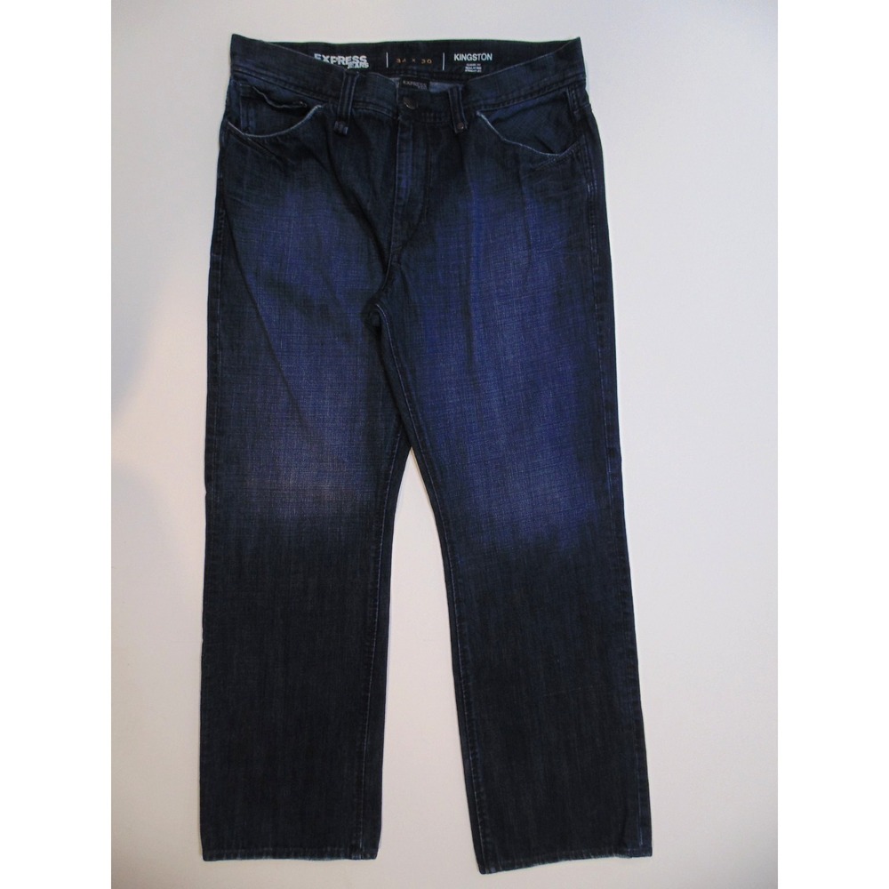 Express Jeans Mens‎ 34x30 Blue Kingston Classic Fit Straight Leg Dark Wash Denim